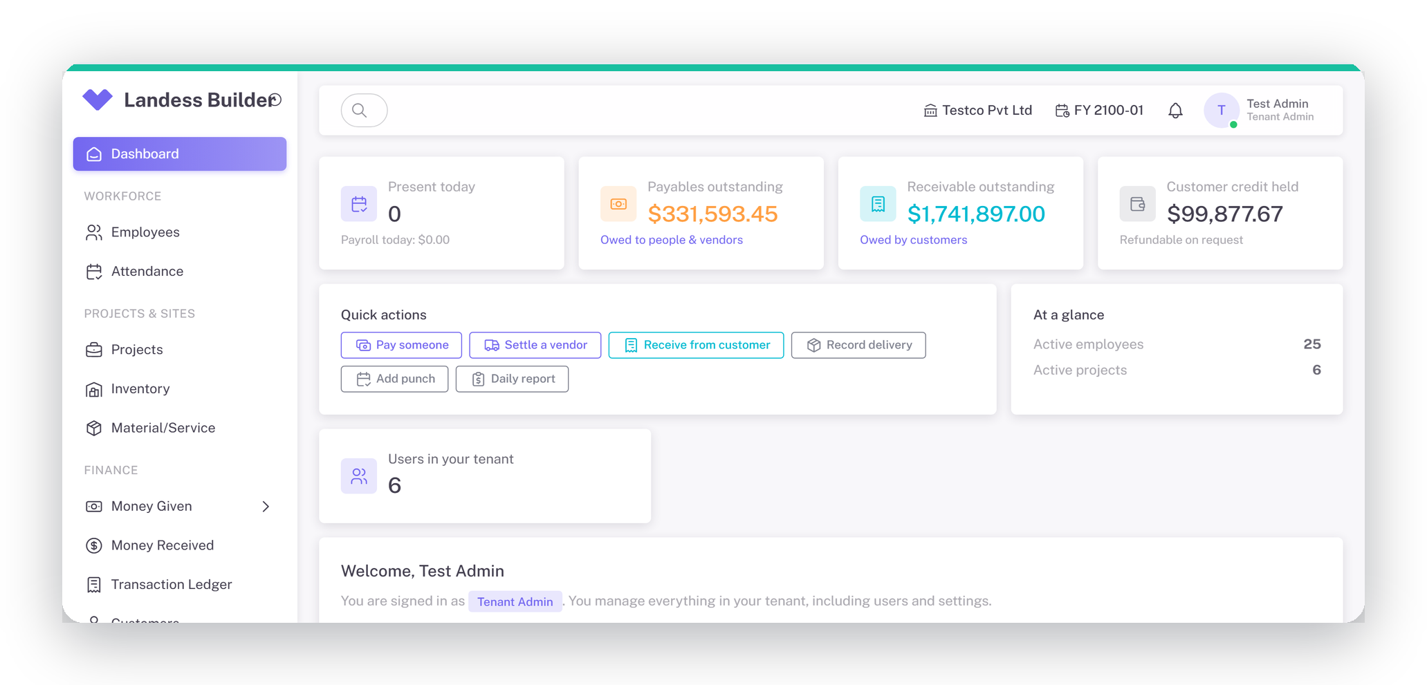 Landess Builder — crews, sites & money on one platform