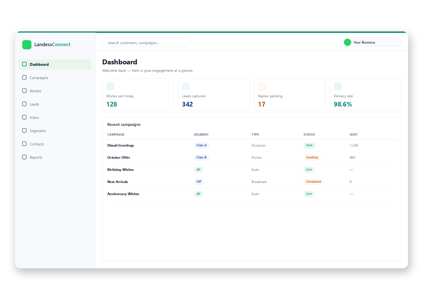 Landess Connect — WhatsApp engagement on autopilot